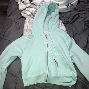 american apparel mint cropped hoodie